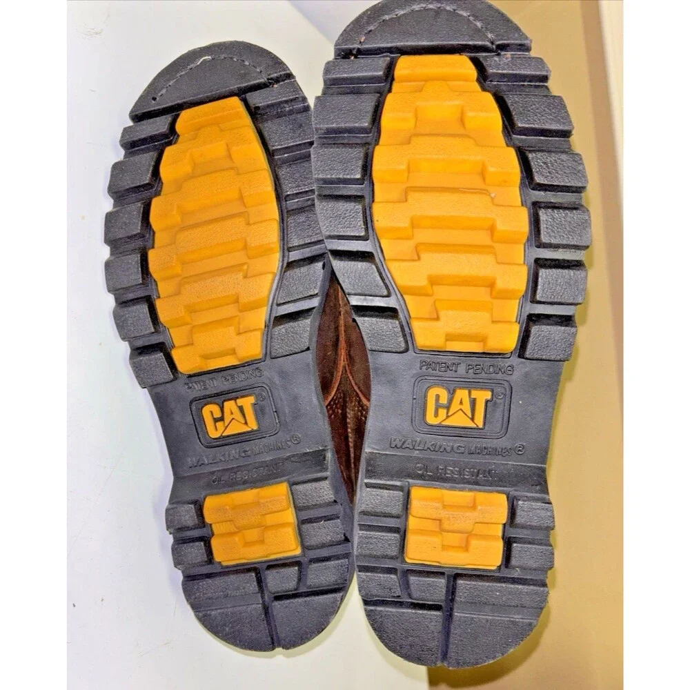 CAT Work Shoe Men 9 Slip Resistant Genuine Leather Lace Up 613 Moc Toe